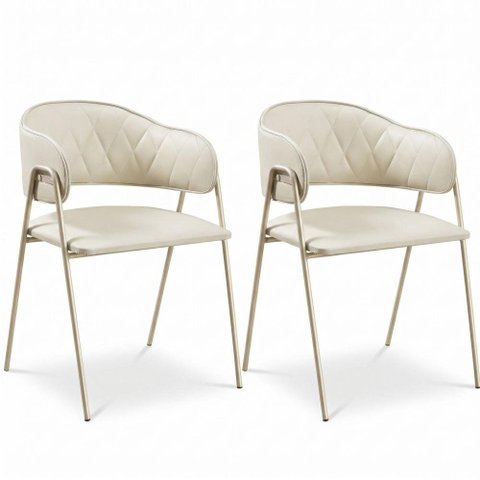 Kit 2 Cadeiras Veneza Jantar Base Aço Carbono Espuma D28 Tecido 407 - Base Champagne