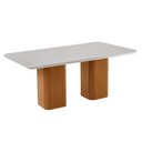 Ver imagem 1 de Mesa de Jantar Eloise 180cm Tampo Mdf e Vidro Canto Copo Moderna Mobília