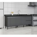 Ver imagem 1 de Gabinete Cozinha Mdf 1,74m Elegance com 6 Pés Pré-montado:cinza