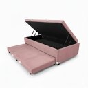 Ver imagem 1 de Cama Box Baú Solteiro com Auxiliar Conjugada |  (188x88x42) - Suede Rosa
