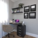 Ver imagem 1 de Escrivaninha Mesa Escritório e Home Office com 4 Gavetas 112cm MDF Preto