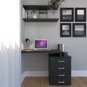 Ver imagem 3 de Escrivaninha Mesa Escritório e Home Office com 4 Gavetas 112cm MDF Preto