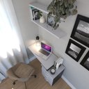 Ver imagem 4 de Escrivaninha Mesa Escritório e Home Office com 4 Gavetas 112cm MDF Preto e Cinza Cristal