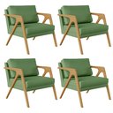 Ver imagem 1 de Kit 04 Poltronas Decorativa Sala Pietra Com Estrutura Madeira L02 Facto Verde Musgo - Lyam Decor
