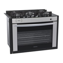 FOGAO A GAS DE EMBUTIR 5 BOCAS VENAX GAUDI PRISMA VITREO BL INOX GAS GLP - 1