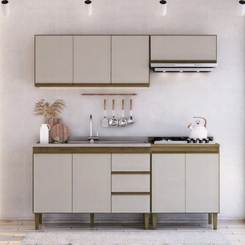 Conjunto de Cozinha Modulada 4 Peças Margarida Yescasa Marrom/Mel/Arenas