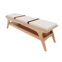 Ver imagem 2 de Banco Recamier Tóquio 3 Lugares 150 Cm Estofado Apoio para Calçados Amêndoa