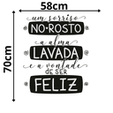Ver imagem 2 de Adesivo de Parede Frase Um Sorriso no Rosto a Alma Lavada e a Vontade de Ser Feliz