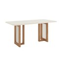 Ver imagem 3 de Mesa de Jantar com Tampo MDF e Vidro com Canto Arredondado 180 cm Yara Branco/Nature/Off White
