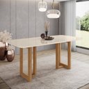 Ver imagem 1 de Mesa de Jantar com Tampo MDF e Vidro com Canto Arredondado 180 cm Yara Branco/Nature/Off White