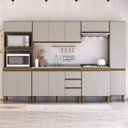 Ver imagem 1 de Cozinha Modulada 6 Peças 2 Aéreos 2 Balcões 1 Torre Quente 1 Paneleiro Margarida Yescasa Marrom/Mel/Arenas