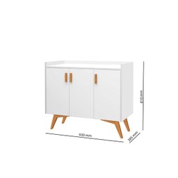 Aparador Buffet Retrô 3 Portas Classic Branco - Móvebrinque - 5