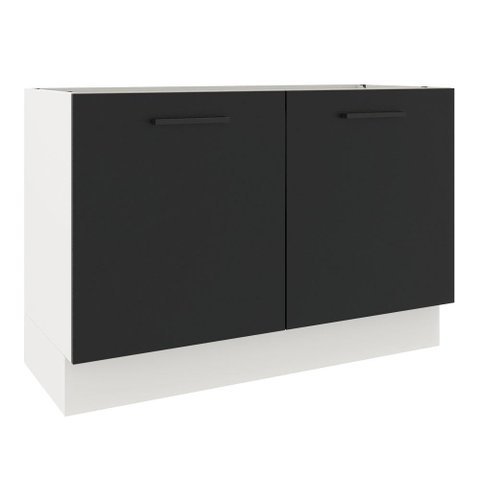 Balcão de Pia Cozinha 2 Portas Branco/Preto Agata Madesa