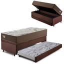 Ver imagem 1 de Bicama Box Baú Solteirão com Suede Marrom 96x203 com Colchão Relax Adorabile Molas Ensacadas Ecoflex