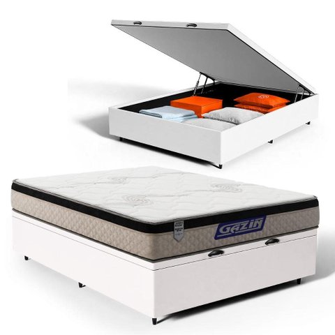 Cama Box Baú com Colchão Gazin de Espuma D33 Pillow In Force Mid Casal 138cm