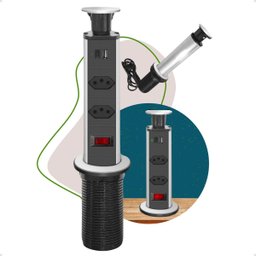 Torre Multiplug Retrátil 3 Tomadas e Usb - 2