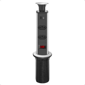 Torre Multiplug Retrátil 3 Tomadas e Usb