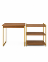 Ver imagem 2 de Kit Mesa Home Office 90 cm com Aparador 3 Prateleiras Júlia - Freijó Dourado