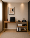 Ver imagem 1 de Kit Mesa Home Office 90 cm com Aparador 3 Prateleiras Júlia - Freijó Dourado