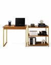 Ver imagem 4 de Kit Mesa Home Office 90 cm com Aparador 3 Prateleiras Júlia - Freijó Dourado