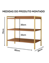 Ver imagem 3 de Kit Mesa Home Office 90 cm com Aparador 3 Prateleiras Júlia - Freijó Dourado