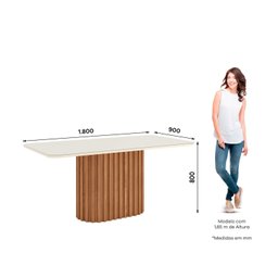 Mesa de Jantar com Tampo Mdf e Vidro com Canto Arredondado 180 Cm Solana - 3 Mesa de Jantar com Tampo Mdf e Vidro com Canto Arredondado 180 Cm Solana - 3