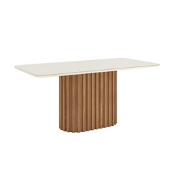 Mesa de Jantar com Tampo Mdf e Vidro com Canto Arredondado 180 Cm Solana - 2 Mesa de Jantar com Tampo Mdf e Vidro com Canto Arredondado 180 Cm Solana - 2