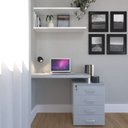 Ver imagem 4 de Escrivaninha Mesa Escritório e Home Office com 4 Gavetas 112cm MDF Cinza