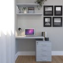 Ver imagem 3 de Escrivaninha Mesa Escritório e Home Office com 4 Gavetas 112cm MDF Cinza