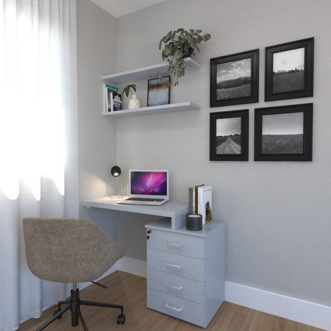 Escrivaninha Mesa Escritório e Home Office com 4 Gavetas 112cm MDF Cinza