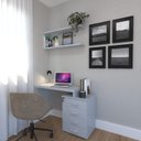 Ver imagem 1 de Escrivaninha Mesa Escritório e Home Office com 4 Gavetas 112cm MDF Cinza