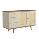 Ver imagem 2 de Balcão Buffet P/ Sala 135cm C/ 2 Portas e 3 Gavetas 100% Mdf Cor:louro com Luna