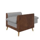 Ver imagem 4 de Poltrona Reclinável com Puff York de Linho com detalhe em Courino - Just Time