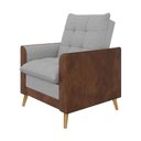 Ver imagem 2 de Poltrona Reclinável com Puff York de Linho com detalhe em Courino - Just Time