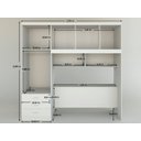 Ver imagem 2 de Guarda Roupa de Casal Marrom Off White Com Cabeceira Baú Interno + Base Cama Box de