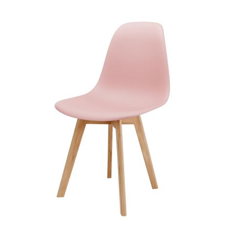 Kit 2 Cadeiras Eames Wood Rosa Polipropileno Sala Jantar Cozinha