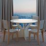 Mesa de Jantar 4 Cadeiras Estofadas Carvalho Off White - 1