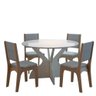 Mesa de Jantar 4 Cadeiras Estofadas Carvalho Off White - 2