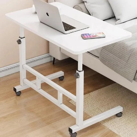Mesa Notebook Altura Ajustavel Home Office Multifuncional com Rodinhas Escrivaninha Sala Sofa Branco