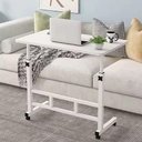 Ver imagem 3 de Mesa Notebook Altura Ajustavel Home Office Multifuncional com Rodinhas Escrivaninha Sala Sofa Branco