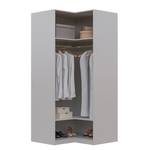 Guarda-Roupa de Canto Reto Planejado 95cm sem Portas com Cabideiros Jade CabeCasa MadeiraOriginals Cinza/Urbano