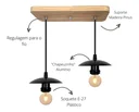 Ver imagem 3 de Luminária Pendente Bocal Simples Suporte Madeira Pinus – Soquete E-27 – Abf Luminárias:preto