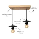 Ver imagem 3 de Luminária Pendente Bocal Simples Suporte Madeira Pinus – Soquete E-27 – Abf Luminárias:preto