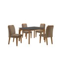 Ver imagem 2 de Conjunto Sala de Jantar Mesa Liz 120cm com Vidro Canto Reto e 4 Cadeiras Athenas Moderna
