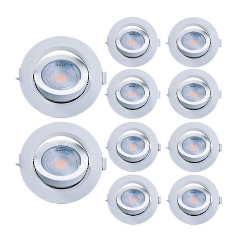 Kit 10 Spot de Led Embutir Alltop Par20 Redondo 7w Bivolt Taschibra 3000k Luz Quente