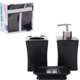 Jogo para Banheiro de Porcelana Trake Preto com 3 Peças - 1