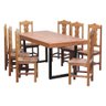 Conjunto Mesa de Jantar 2 M 8 Cadeiras Paris em Madeira Maciça e Ferro - 1