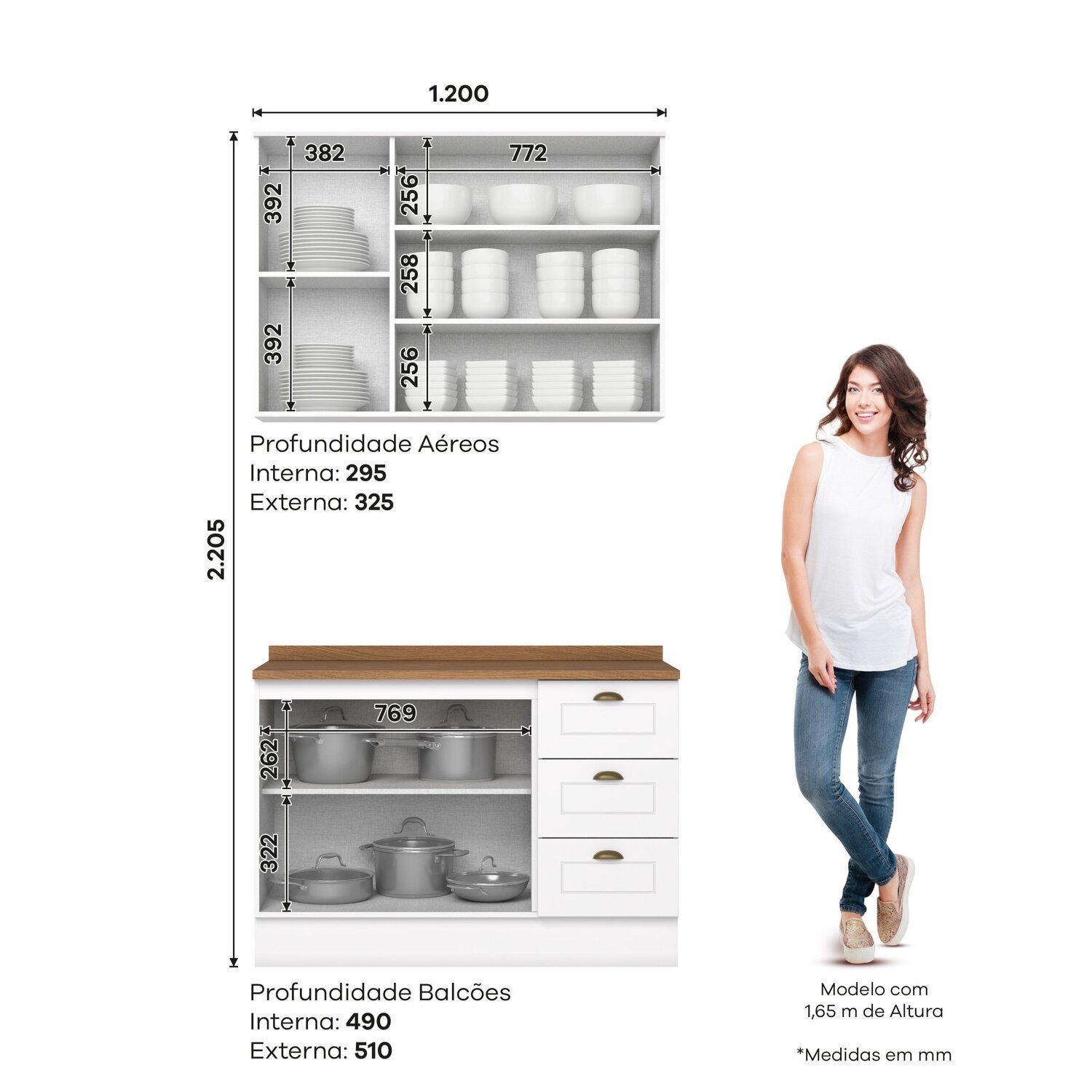 Cozinha Compacta 2 Peças 100% Mdf com Tampo Americana - 4