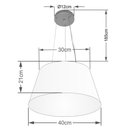 Ver imagem 2 de Lustre Pendente Cone Md-4001 Cúpula em Tecido 21/40x30cm Branco - Bivolt