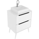 Ver imagem 1 de Gabinete para Banheiro 60 Cm 2 Gavetas com Cuba Robin Branco